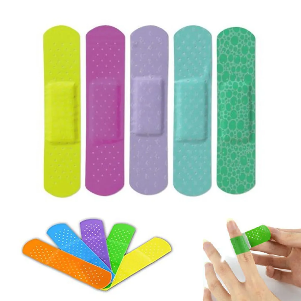 120 Neon Adhesive Bands Waterproof Bandages Strip 3/4" First Aid Kids Children