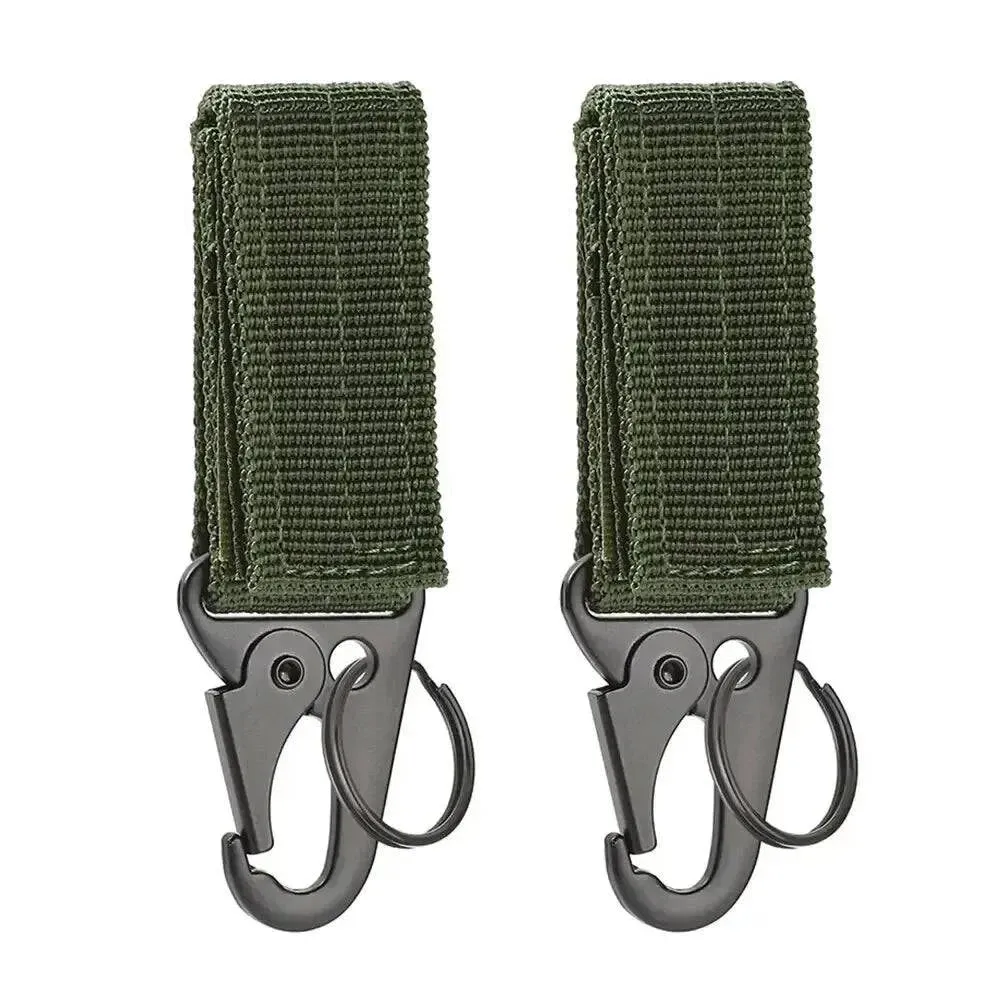 2pcs Tactical Hanging Buckle Molle Nylon Webbing Carabiner Belt Triangle Keychain for Outdoor Climbing Camping Tool Accessory