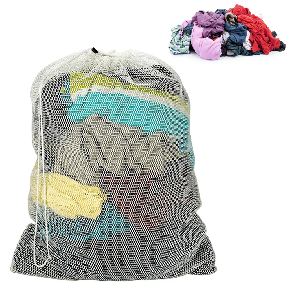 6 Large Mesh Bag Drawstring Laundry Utility Tote Gym Gear Sports Heavy Duty 29"