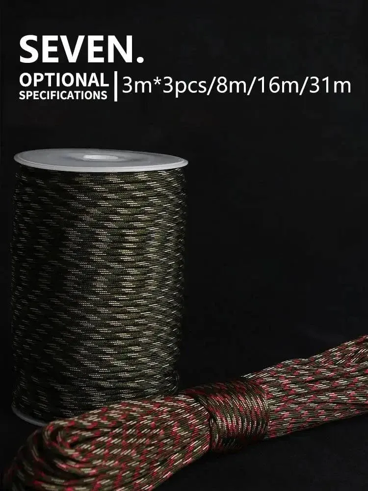 7 Cores 550 Paracord Cord 5 8 16 31 M Dia.4mm For Outdoor Camping Survival Lanyard Parachute Rope Hiking Tent Accessories