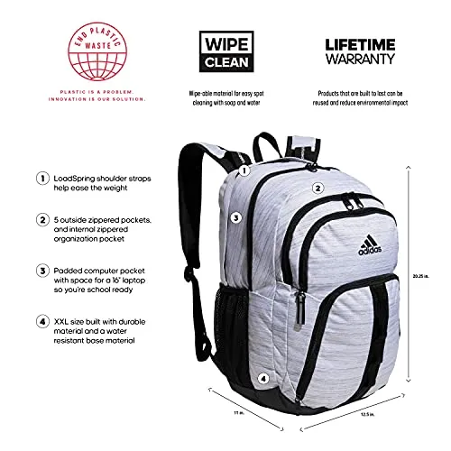 adidas Unisex Prime 6 Backpack, Two Tone White/Black, One Size