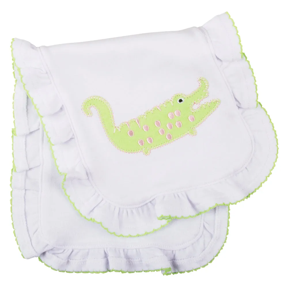 Alligator Ruffle Burp Cloth