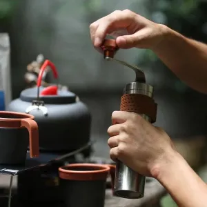 ALOCS  CW-K17 Portable Hand Crank Travel Manual Coffee Grinder Maker Conical Burr Mill With Adjustable Setting Outdoor Camping