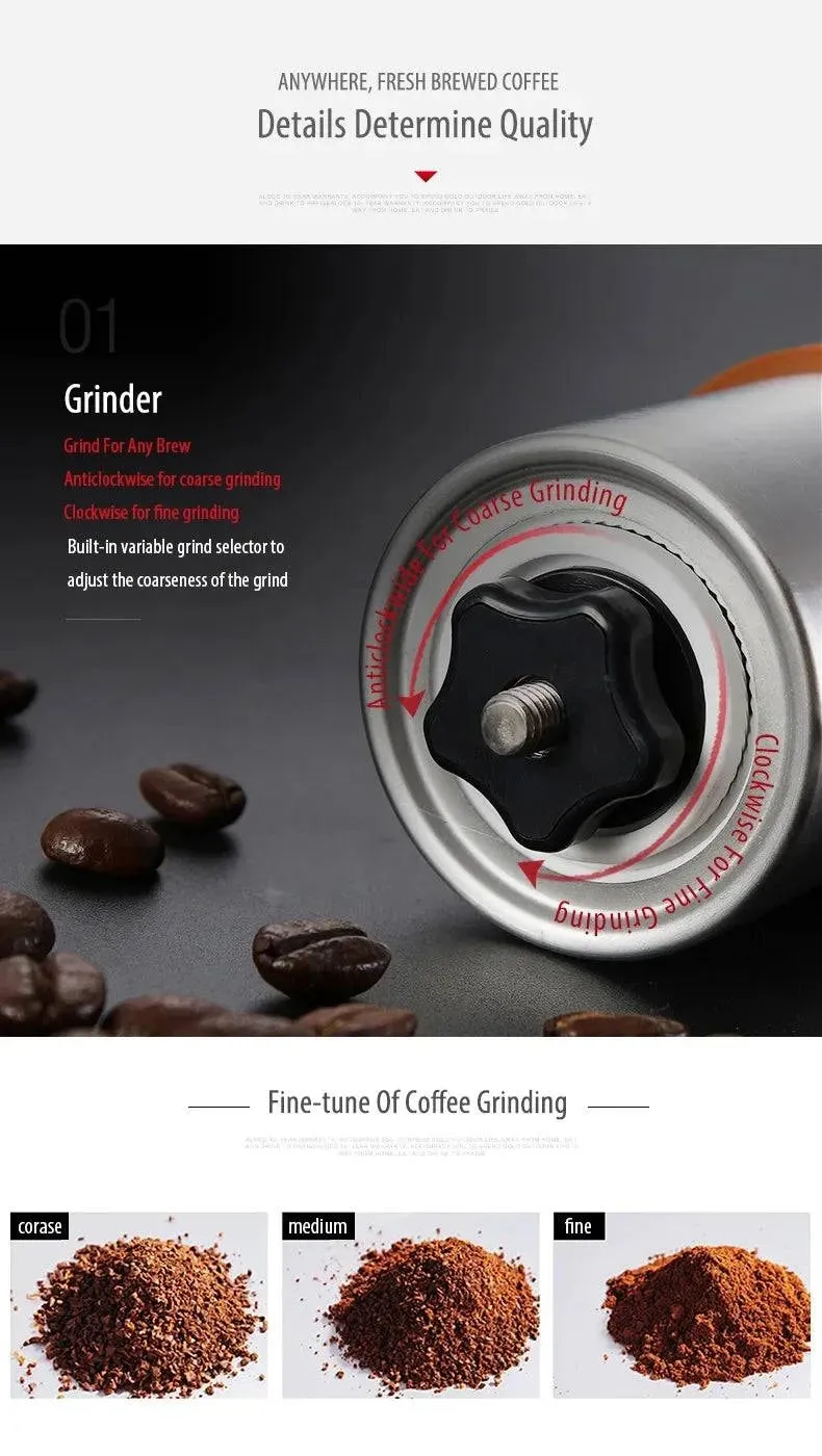 ALOCS  CW-K17 Portable Hand Crank Travel Manual Coffee Grinder Maker Conical Burr Mill With Adjustable Setting Outdoor Camping