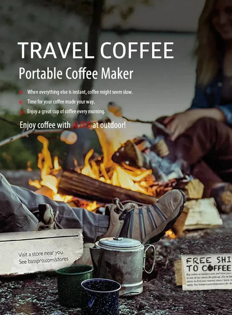ALOCS  CW-K17 Portable Hand Crank Travel Manual Coffee Grinder Maker Conical Burr Mill With Adjustable Setting Outdoor Camping