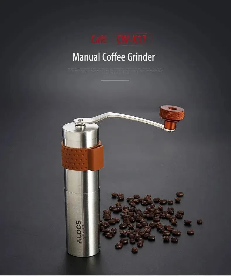 ALOCS  CW-K17 Portable Hand Crank Travel Manual Coffee Grinder Maker Conical Burr Mill With Adjustable Setting Outdoor Camping