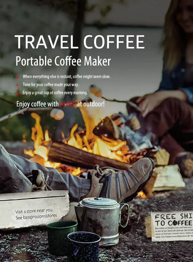 ALOCS  CW-K17 Portable Hand Crank Travel Manual Coffee Grinder Maker Conical Burr Mill With Adjustable Setting Outdoor Camping