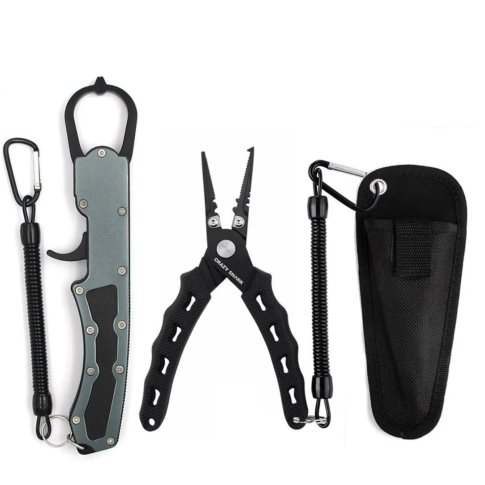 Aluminum Fishing Grip Stainless Steel Fishing Pliers Set Hook Remover Cutter Line Split Ring Fishing Gear Tools