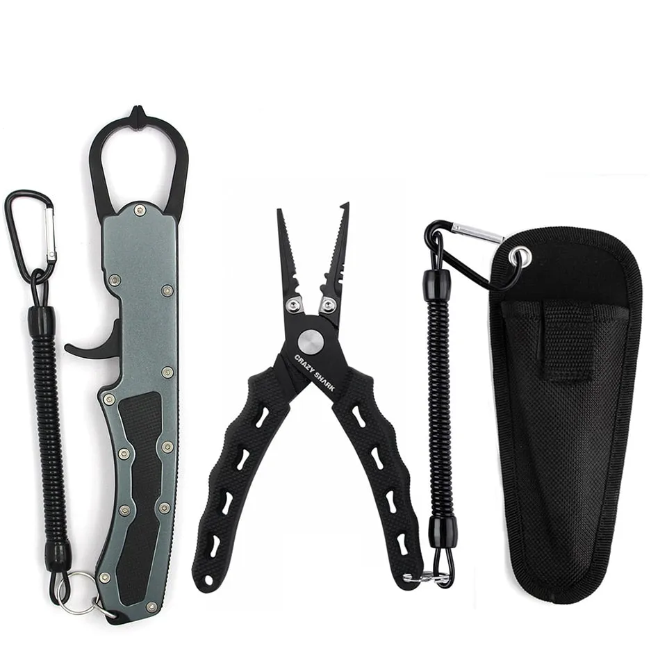 Aluminum Fishing Grip Stainless Steel Fishing Pliers Set Hook Remover Cutter Line Split Ring Fishing Gear Tools
