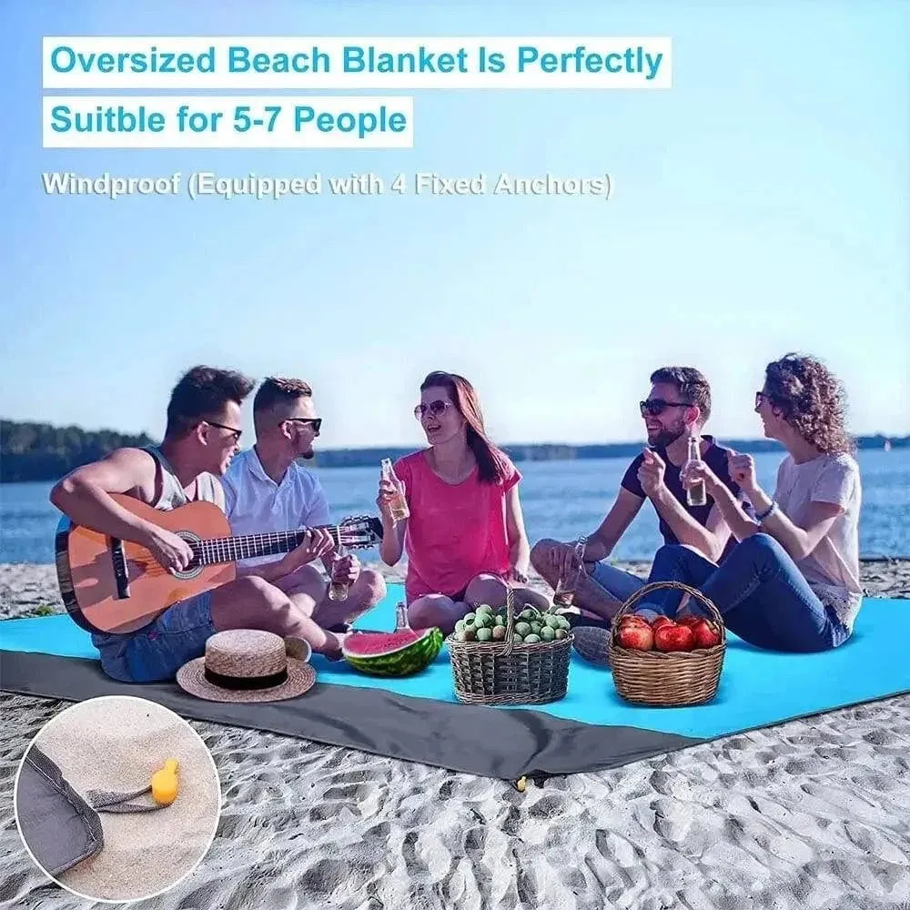Beach Blanket Sandproof 200 X 210cm Waterproof Beach Mat Lightweight Picnic Blanket For Travel Hiking Sports