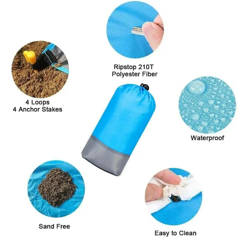 Beach Blanket Sandproof 200 X 210cm Waterproof Beach Mat Lightweight Picnic Blanket For Travel Hiking Sports