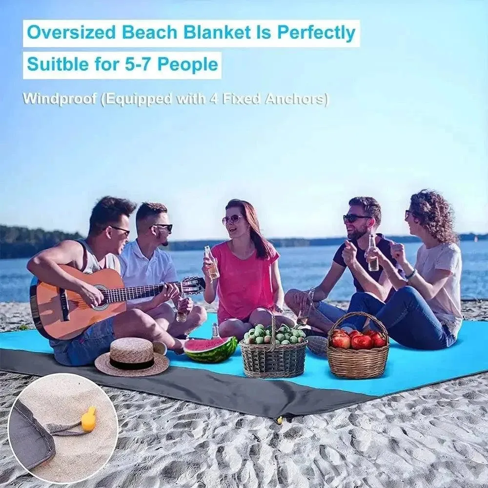 Beach Blanket Sandproof 200 X 210cm Waterproof Beach Mat Lightweight Picnic Blanket For Travel Hiking Sports