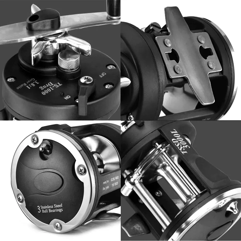 Boat Sea Fishing Reel Trolling Fishing Reel Right Hand Drum Fishing Wheel Consume Counterforce From Fish and Reduce Your Burden
