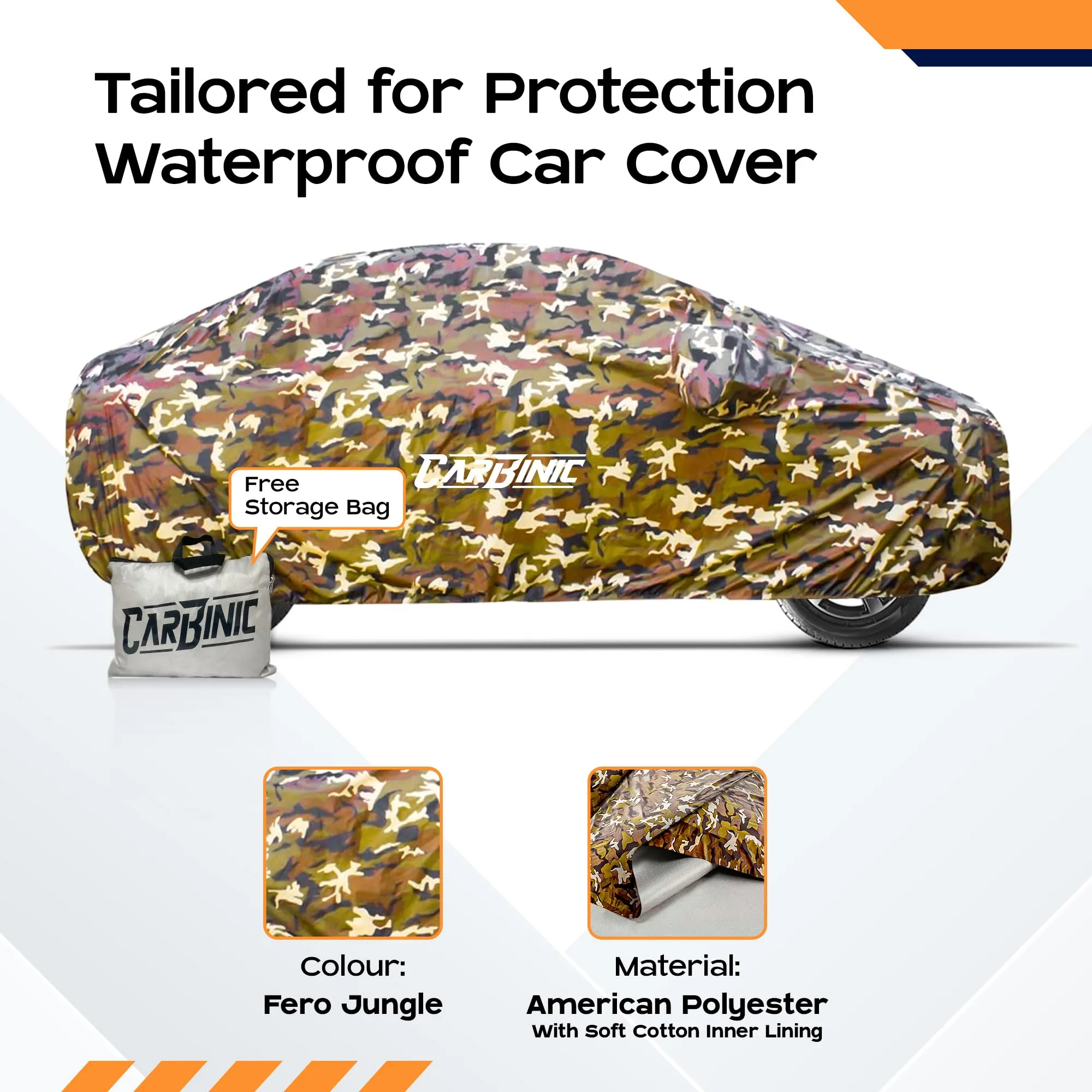 CARBINIC Waterproof Car Body Cover for Mahindra XUV700 2021 | Dustproof, UV Proof Car Cover |XUV700 Car Accessories | Mirror Pockets & Antenna Triple Stitched |Double Layered Soft Cotton Lining-Jungle