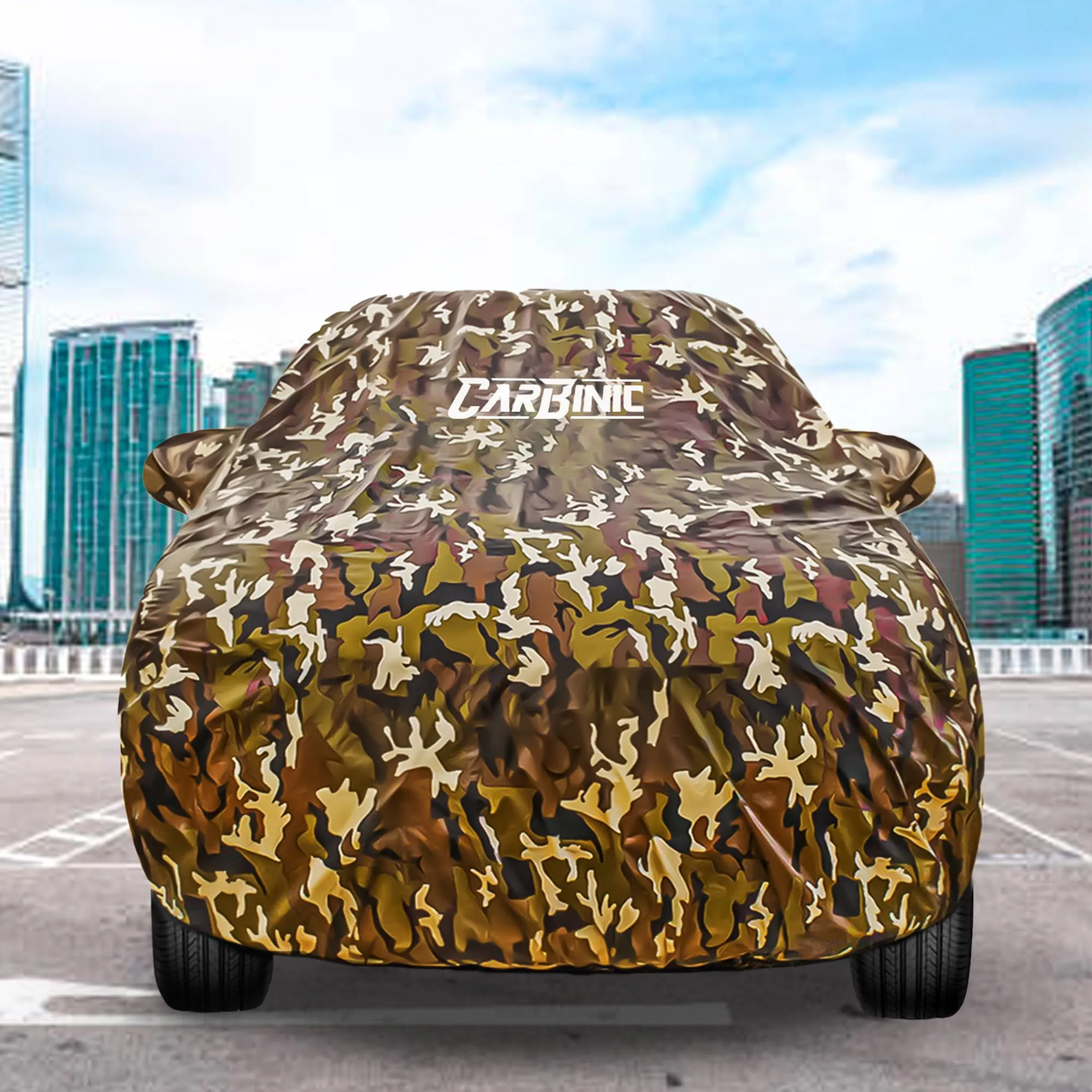 CARBINIC Waterproof Car Body Cover for Mahindra XUV700 2021 | Dustproof, UV Proof Car Cover |XUV700 Car Accessories | Mirror Pockets & Antenna Triple Stitched |Double Layered Soft Cotton Lining-Jungle