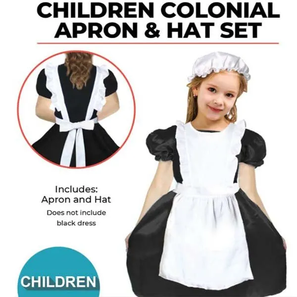 Children Colonial Victorian Style Apron and Hat set