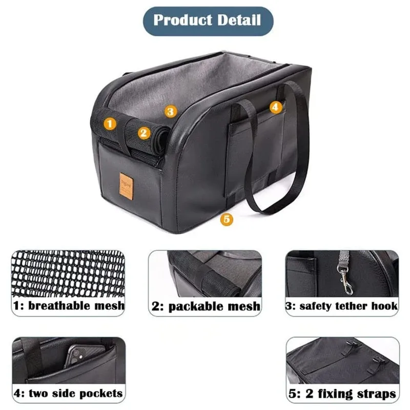 Compact Dog Car Seat for Small Pets with Safety Features
