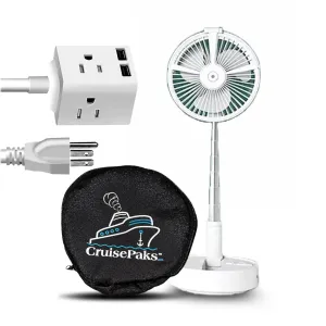 Cruise Essentials Mini Fan Corded plug Fan bag Bundle