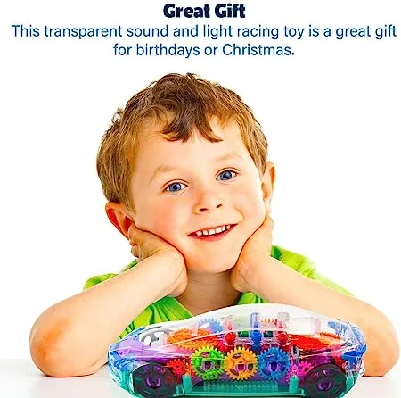 designarche Musical and 3D Lights Kids Transparent Car, Toy for 2 to 5 Year Kids Baby Toy, Multicolor