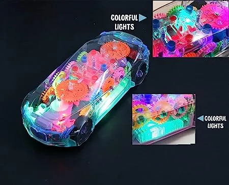 designarche Musical and 3D Lights Kids Transparent Car, Toy for 2 to 5 Year Kids Baby Toy, Multicolor