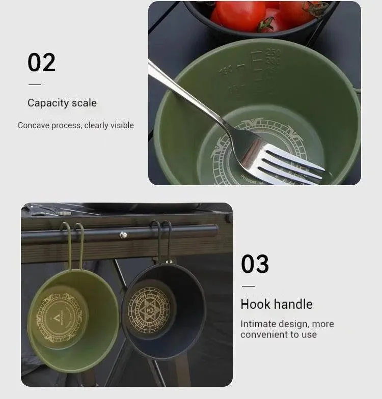 Difeike Difeike Outdoor Snow Bowl Camping Tableware Portable Tableware 304 Stainless Steel Snow Bowl Storage Bag Picnic Bowl