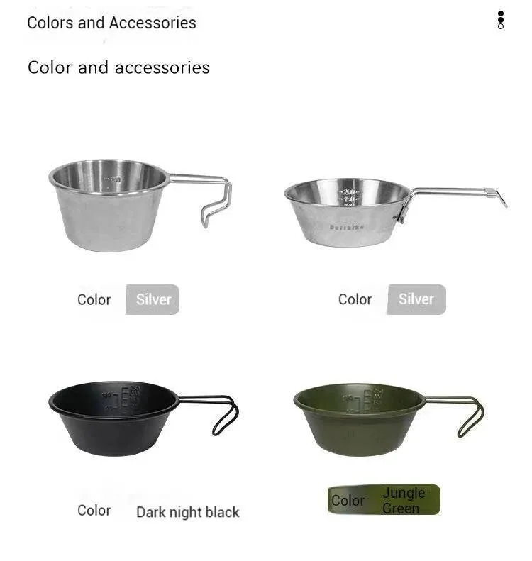Difeike Difeike Outdoor Snow Bowl Camping Tableware Portable Tableware 304 Stainless Steel Snow Bowl Storage Bag Picnic Bowl