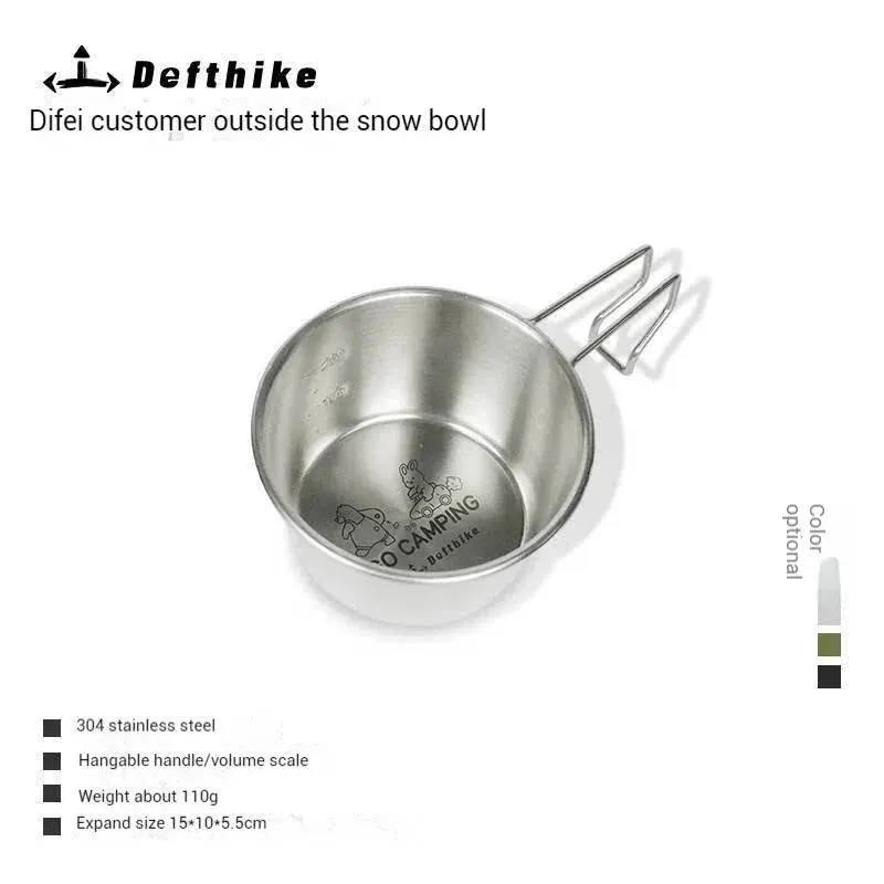 Difeike Difeike Outdoor Snow Bowl Camping Tableware Portable Tableware 304 Stainless Steel Snow Bowl Storage Bag Picnic Bowl