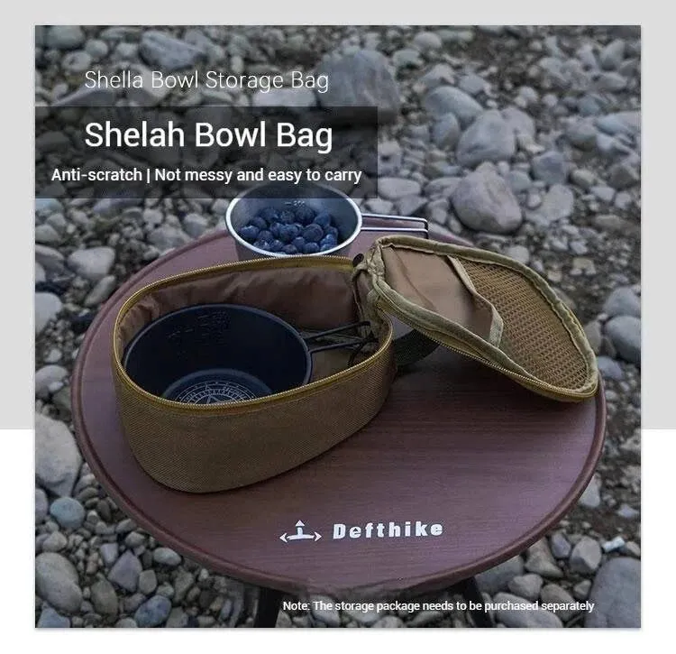 Difeike Difeike Outdoor Snow Bowl Camping Tableware Portable Tableware 304 Stainless Steel Snow Bowl Storage Bag Picnic Bowl
