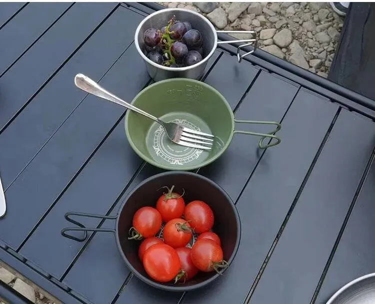 Difeike Difeike Outdoor Snow Bowl Camping Tableware Portable Tableware 304 Stainless Steel Snow Bowl Storage Bag Picnic Bowl