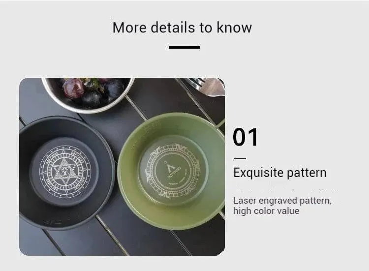 Difeike Difeike Outdoor Snow Bowl Camping Tableware Portable Tableware 304 Stainless Steel Snow Bowl Storage Bag Picnic Bowl
