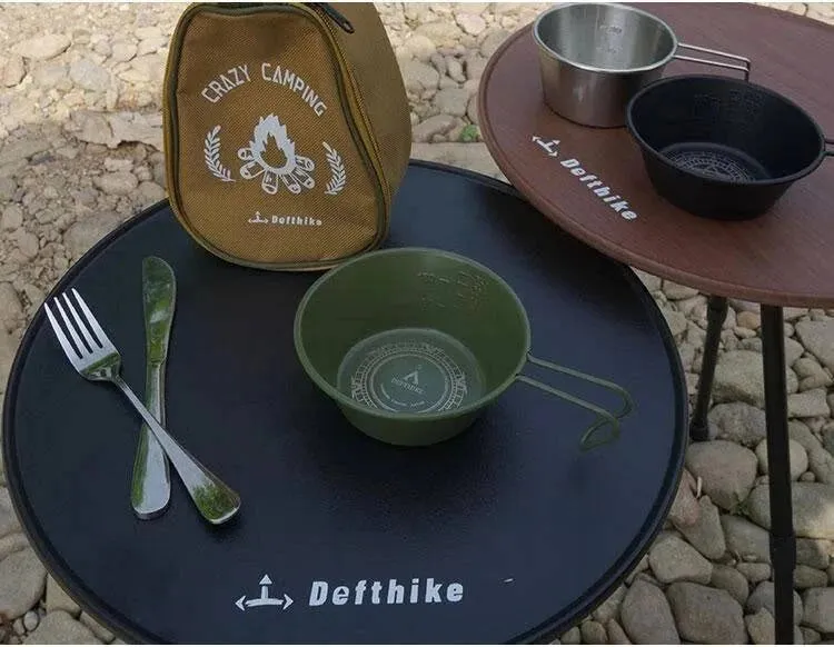 Difeike Difeike Outdoor Snow Bowl Camping Tableware Portable Tableware 304 Stainless Steel Snow Bowl Storage Bag Picnic Bowl