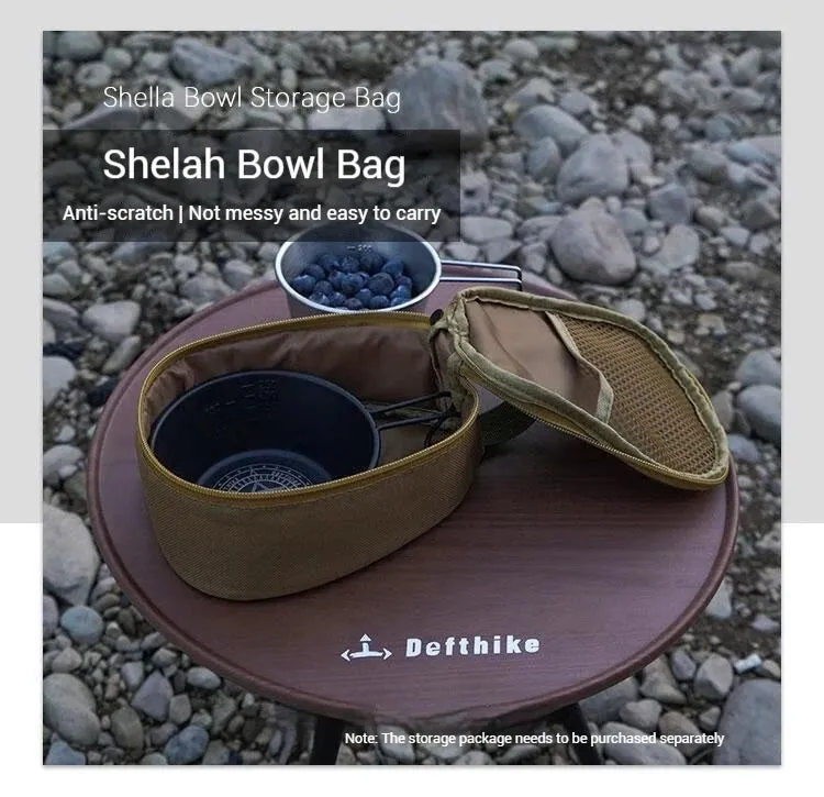 Difeike Difeike Outdoor Snow Bowl Camping Tableware Portable Tableware 304 Stainless Steel Snow Bowl Storage Bag Picnic Bowl