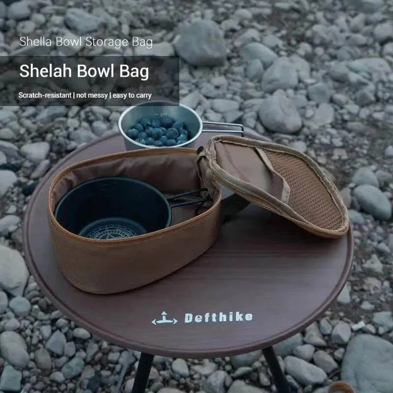 Difeike Difeike Outdoor Snow Bowl Camping Tableware Portable Tableware 304 Stainless Steel Snow Bowl Storage Bag Picnic Bowl