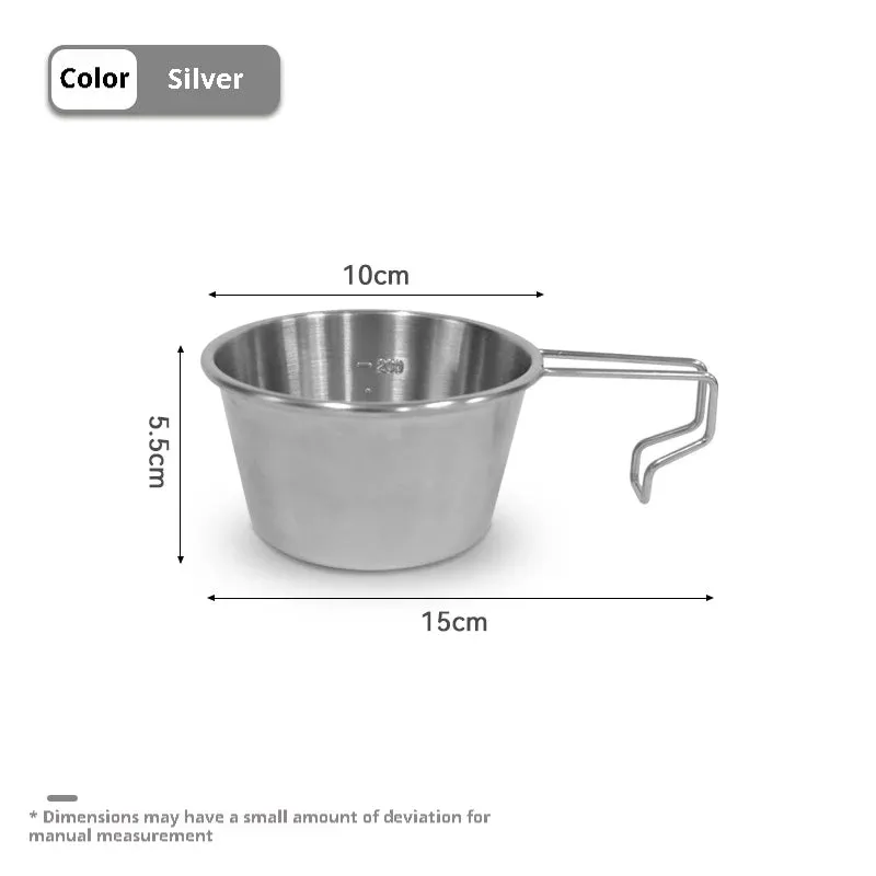 Difeike Difeike Outdoor Snow Bowl Camping Tableware Portable Tableware 304 Stainless Steel Snow Bowl Storage Bag Picnic Bowl