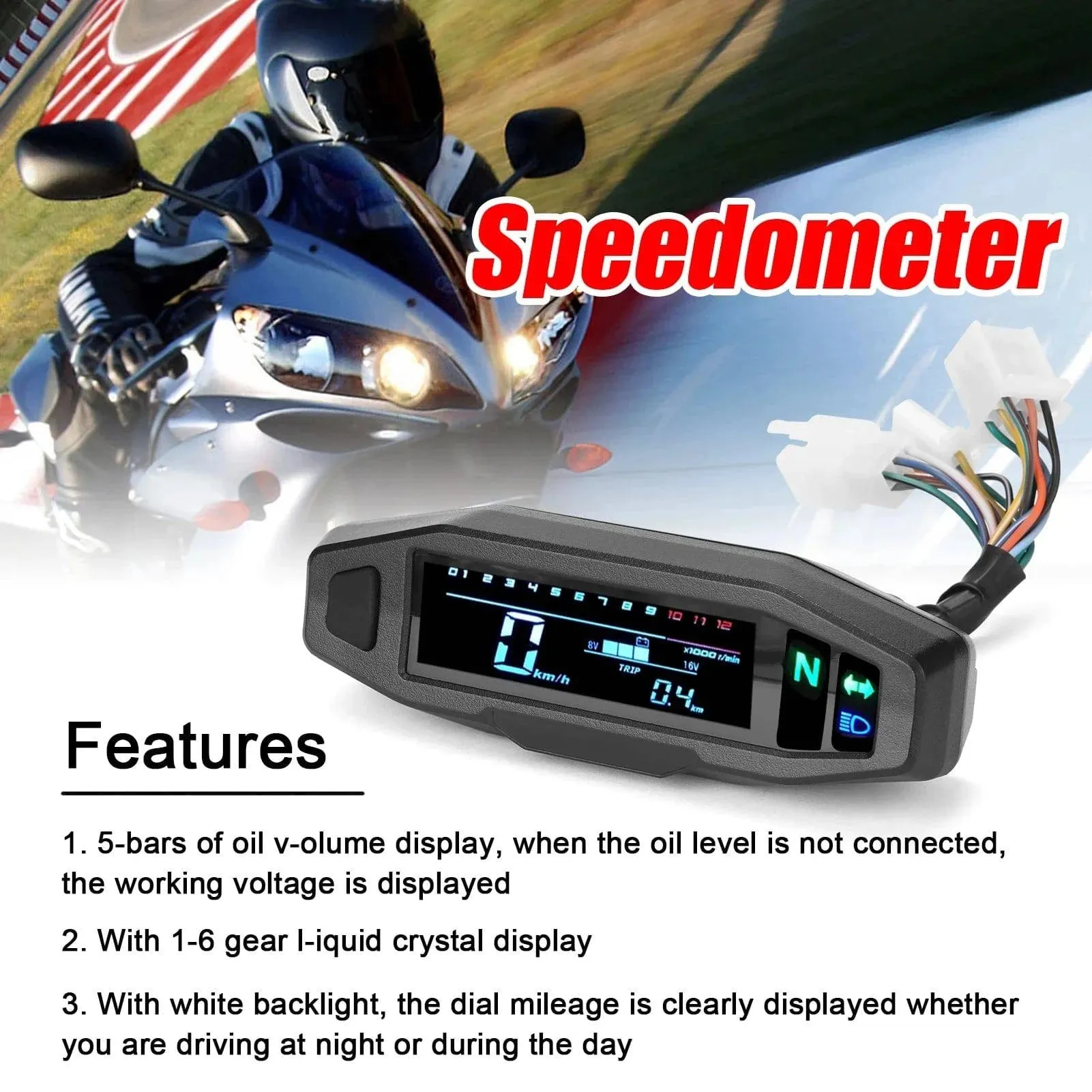 Digital Motorcycle Meter Motorcycle LCD Speedometer Digital Odemeter Electric Injection And Carburetor Meter For Russian KR200