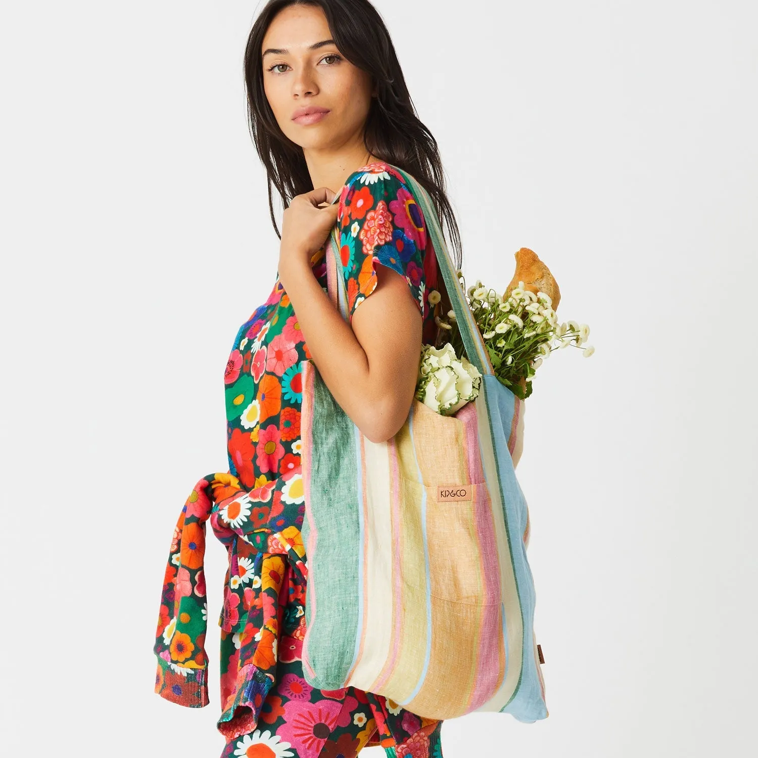Fez Stripe Linen Tote - Kip & Co.