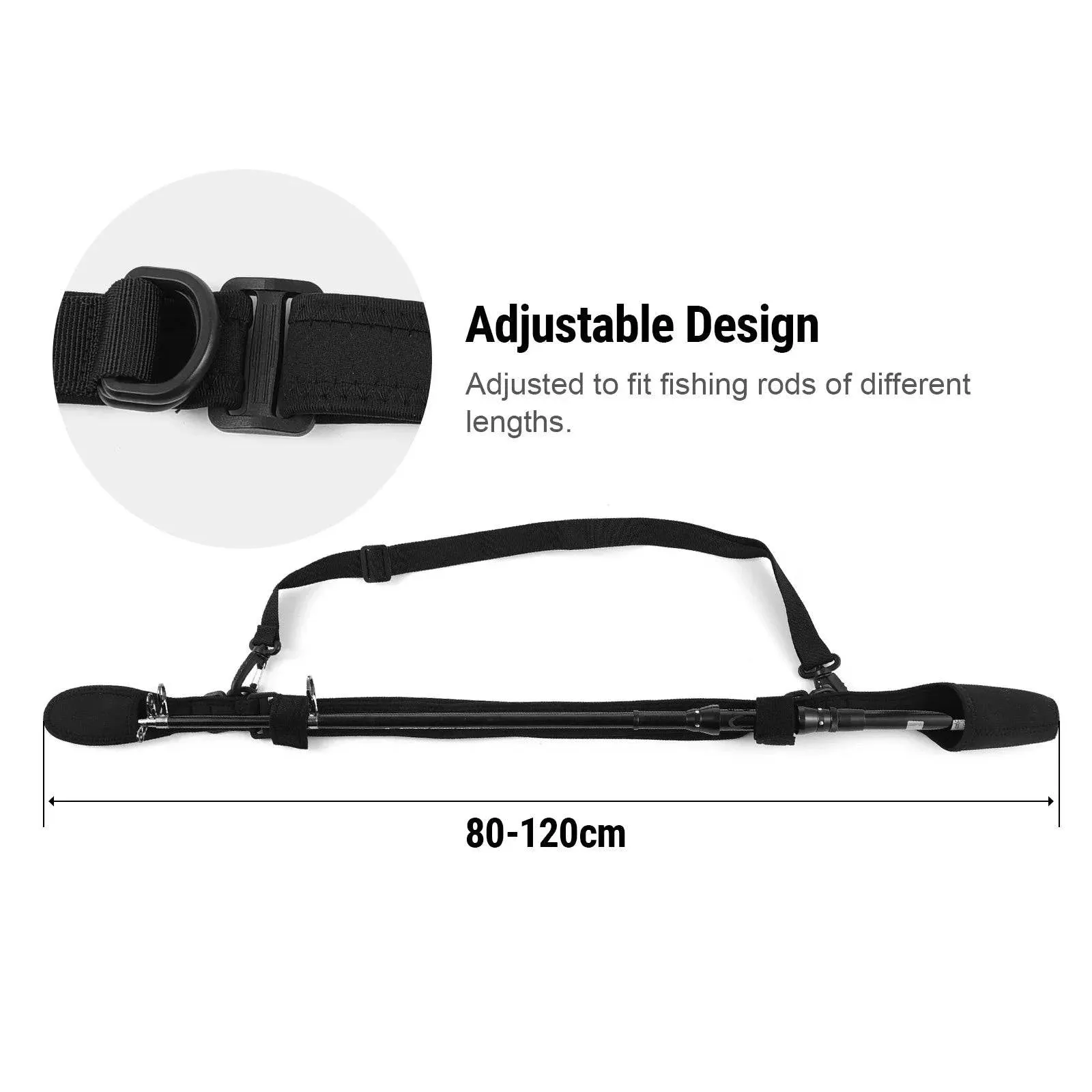 Fishing Rod Straps Adjustable 80-120cm High Elasticity Fishing Accessory for Neoprene and Nylon Fishing Gear for Rod Protection