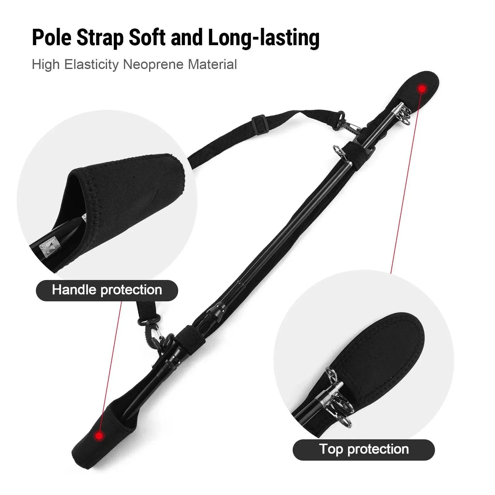 Fishing Rod Straps Adjustable 80-120cm High Elasticity Fishing Accessory for Neoprene and Nylon Fishing Gear for Rod Protection
