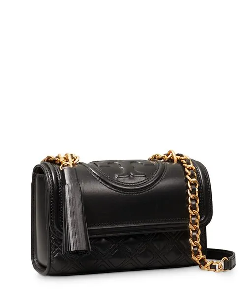 Fleming Tory Burch Small Quilted Leather Convertible Crossbody Bag color Black