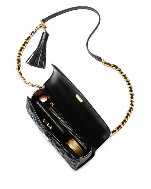 Fleming Tory Burch Small Quilted Leather Convertible Crossbody Bag color Black
