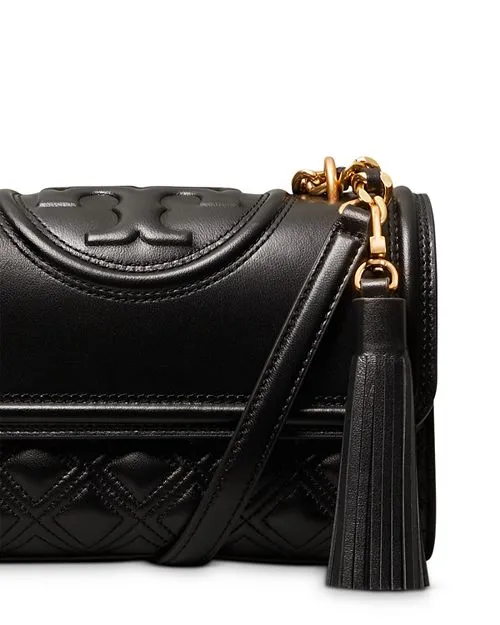 Fleming Tory Burch Small Quilted Leather Convertible Crossbody Bag color Black