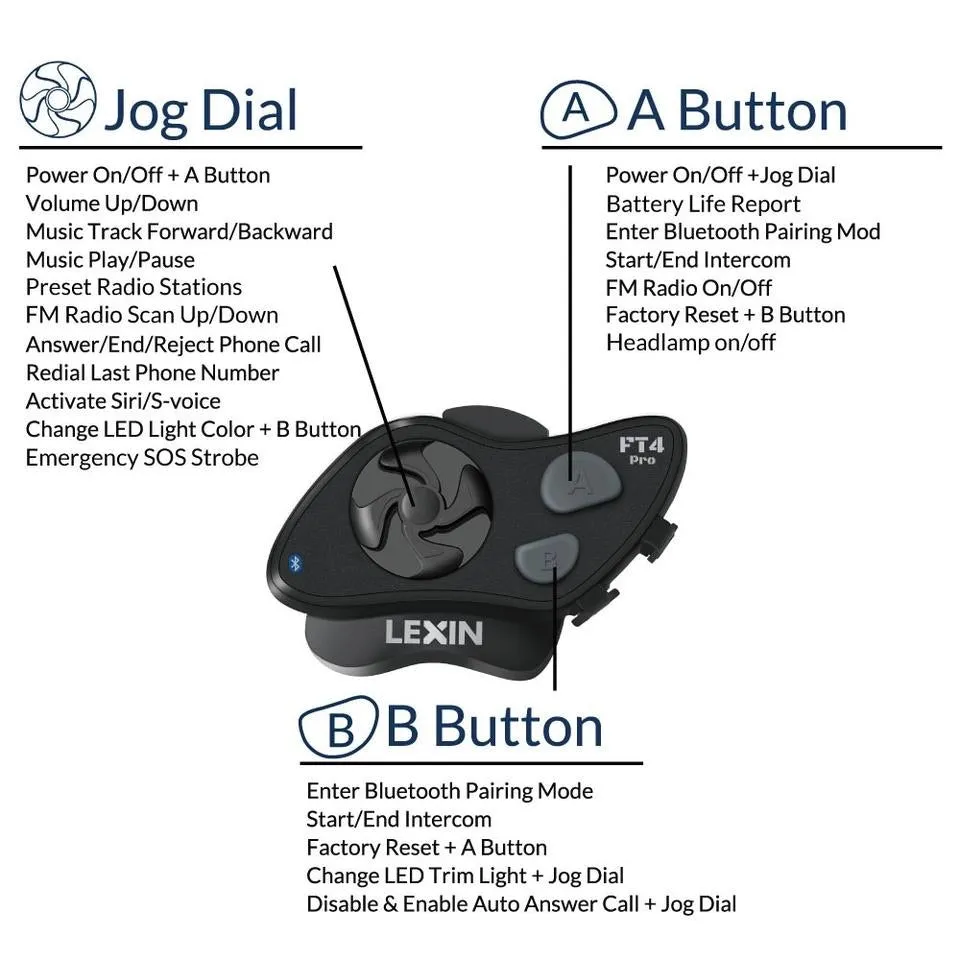 FT4 PRO BLUETOOTH HEADSET - 4-WAY INTERCOM