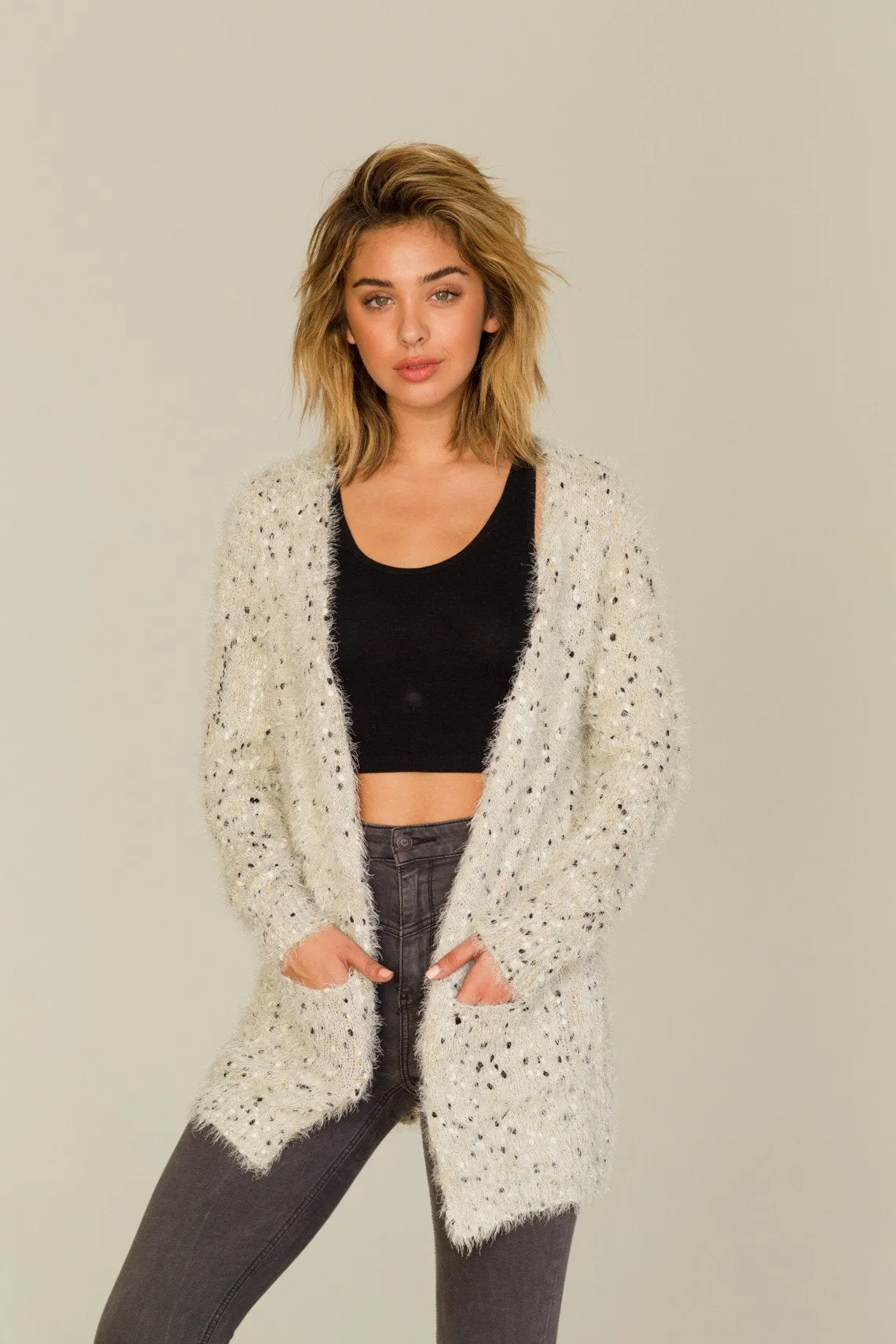 Fuzzy Cardigan Sweater