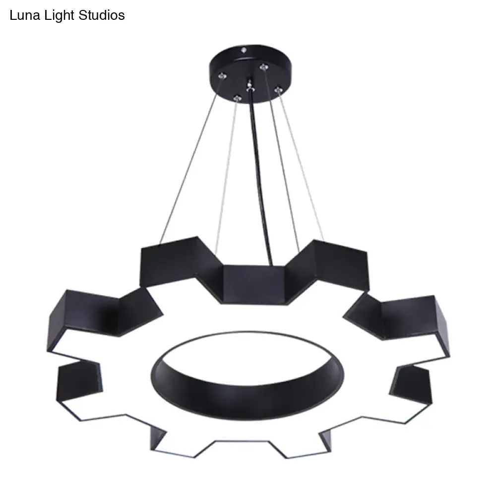 Gear Shaped Gym Pendant Lighting Metallic Modern Style LED Hanging Light Fixture