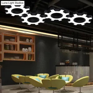 Gear Shaped Gym Pendant Lighting Metallic Modern Style LED Hanging Light Fixture