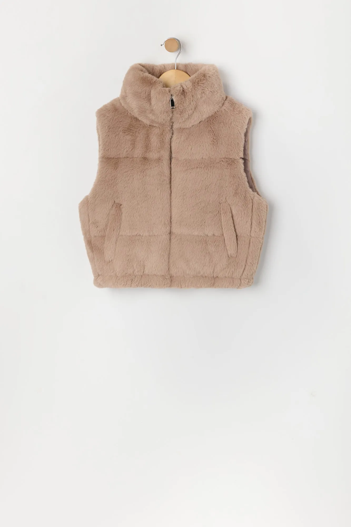 Girls Faux Fur Puffer Vest