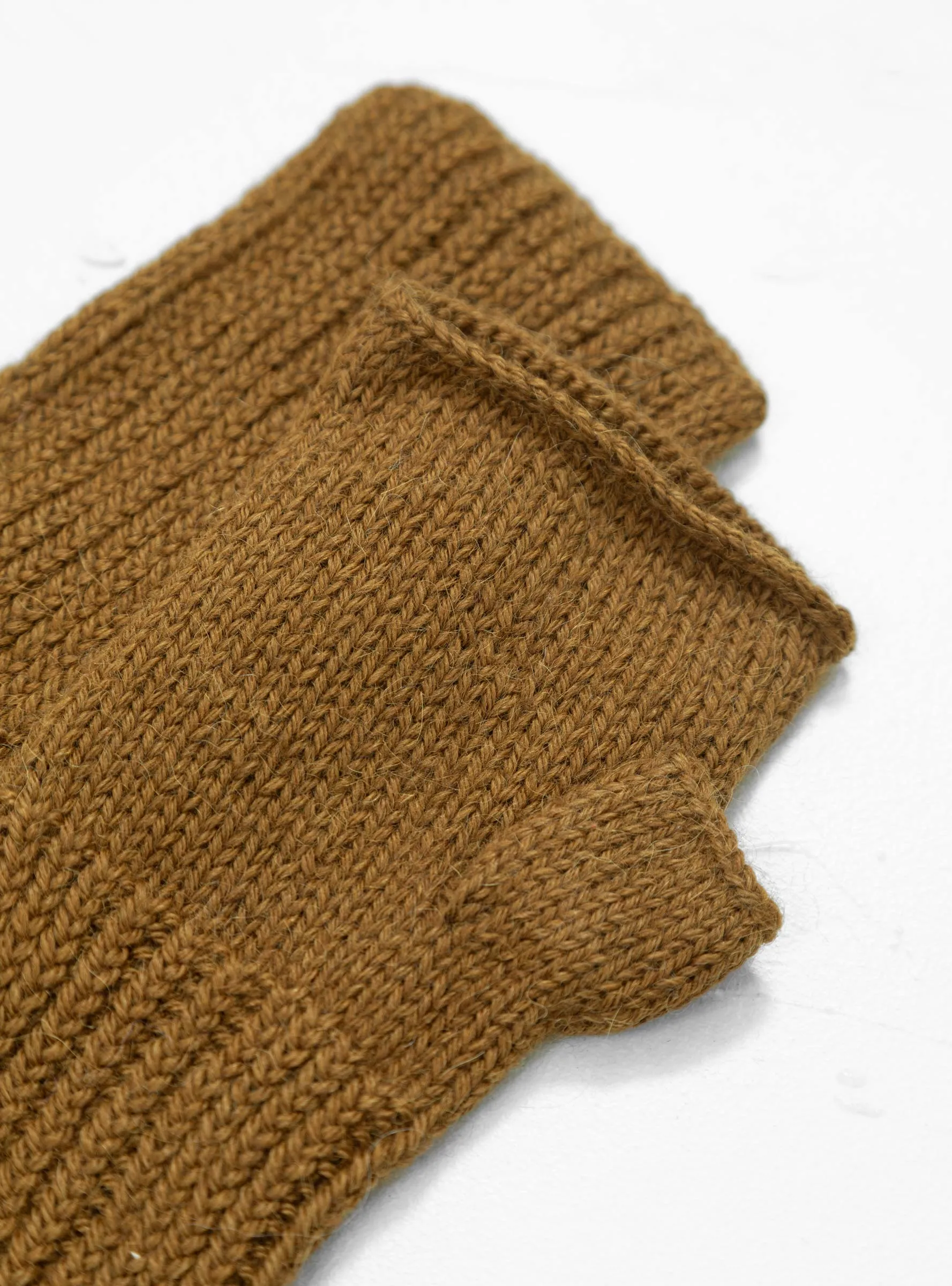 Hand Knit Ribbed Arm Warmers Mud Brown