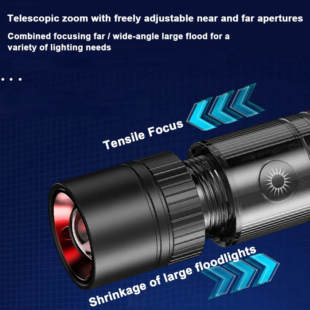 High Power Flashlight LED Light Dual-Light Outdoor Camping Light Miltifunctional Portable Aluminum Alloy Light