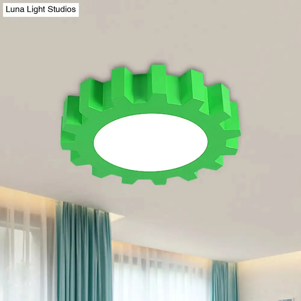 Kids Gear Flush LED Ceiling Light - Metallic Blue/Green with Acrylic Shade
