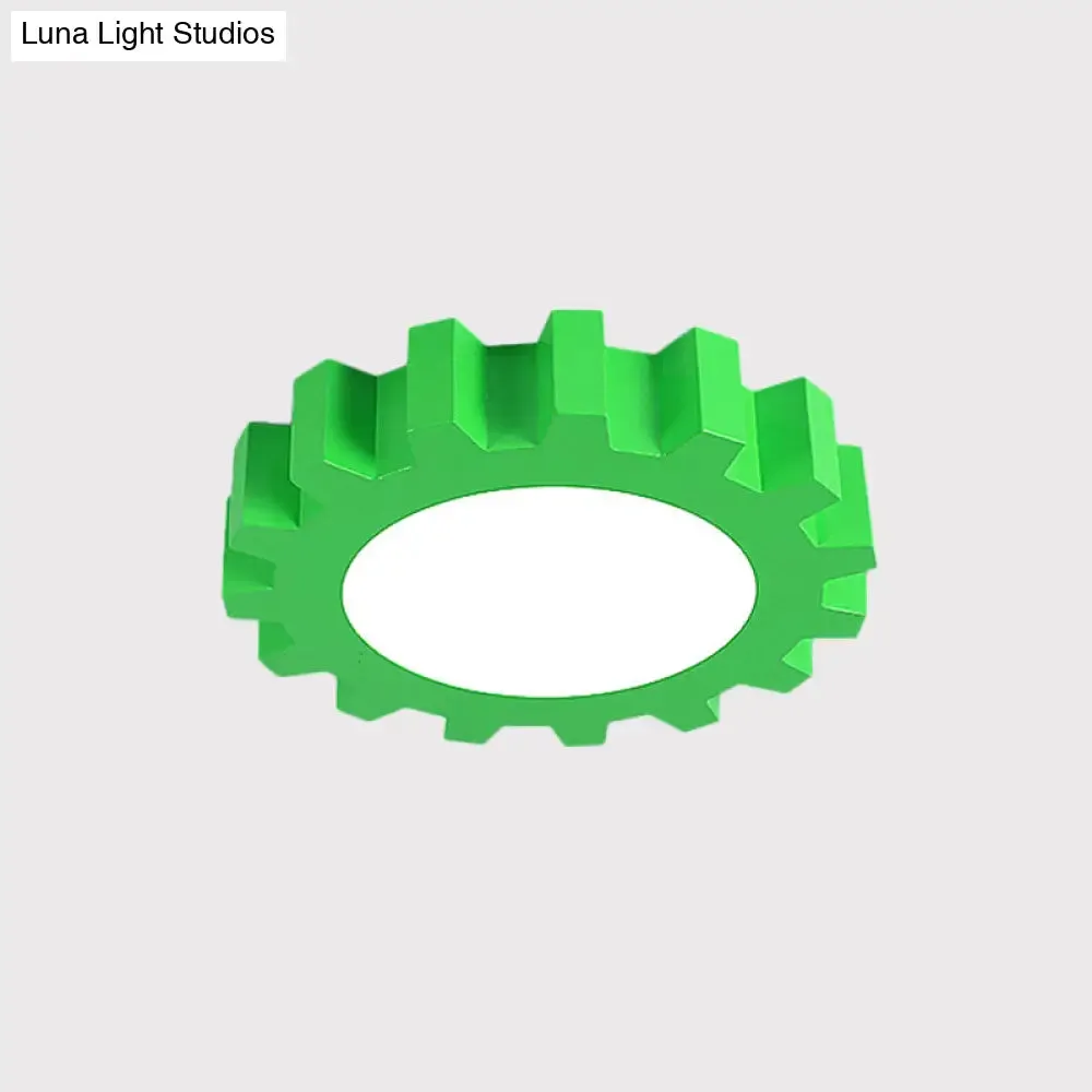 Kids Gear Flush LED Ceiling Light - Metallic Blue/Green with Acrylic Shade